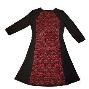Danny And Nicole Patterned Red & Black Woman's Size M Half Sleeve Dress